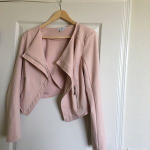 Blush Pink Cropped Moto-Inspired Blazer